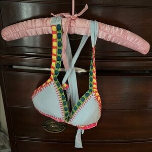 Colorful Crochet Trim Bikini Top